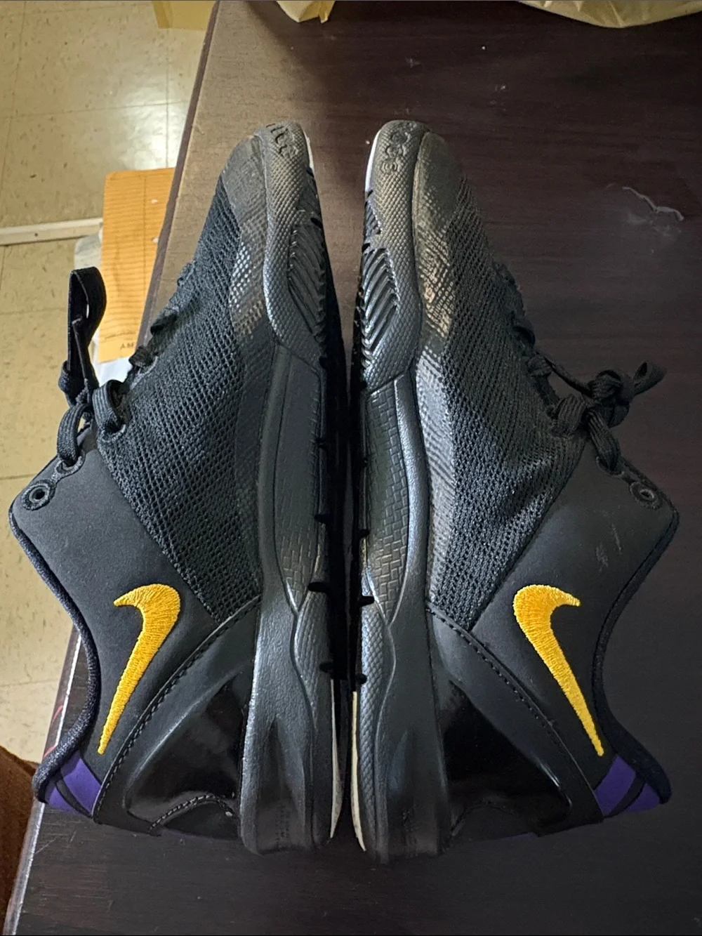 Nike Kobe Kids Black Sneakers with Gold Swoosh